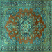 Square Persian Turquoise Traditional Rug, tr1393turq