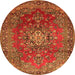 Machine Washable Persian Orange Traditional Area Rugs, wshtr1393org