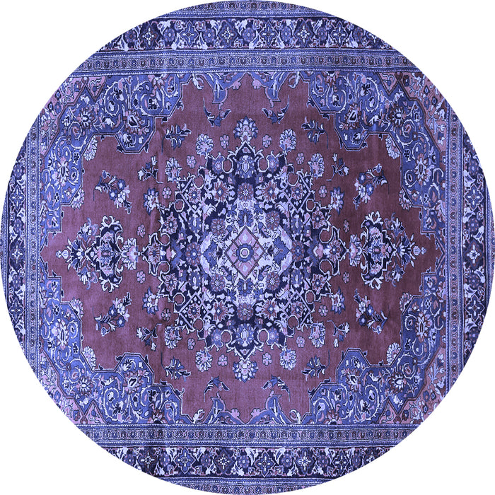Round Persian Blue Traditional Rug, tr1393blu