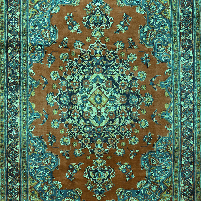 Machine Washable Persian Turquoise Traditional Area Rugs, wshtr1393turq