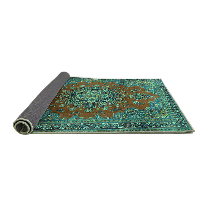 Sideview of Persian Turquoise Traditional Rug, tr1393turq