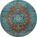 Round Persian Light Blue Traditional Rug, tr1393lblu