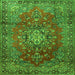 Round Machine Washable Persian Green Traditional Area Rugs, wshtr1393grn