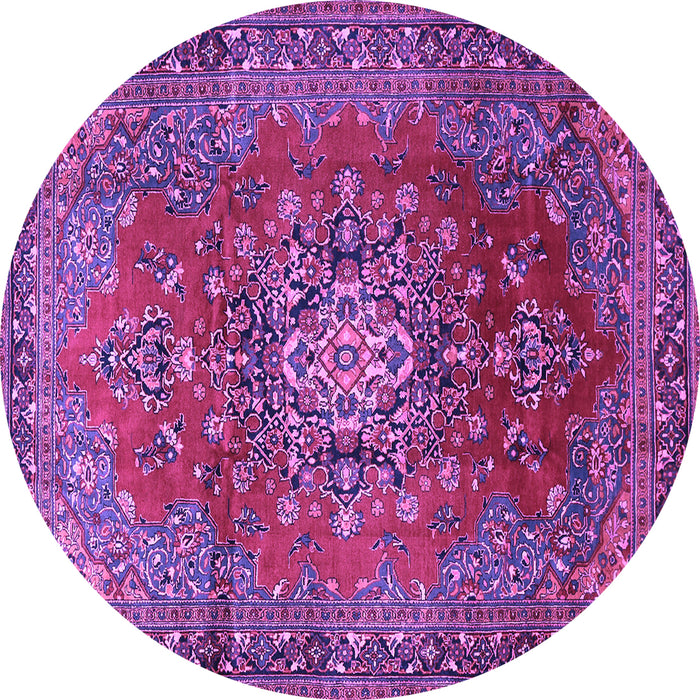 Round Persian Purple Traditional Rug, tr1393pur