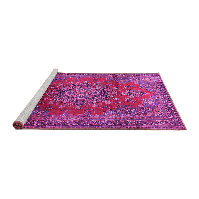 Sideview of Machine Washable Persian Pink Traditional Rug, wshtr1393pnk