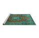 Sideview of Machine Washable Persian Turquoise Traditional Area Rugs, wshtr1393turq