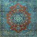 Square Machine Washable Persian Light Blue Traditional Rug, wshtr1393lblu