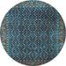 Round Machine Washable Persian Light Blue Traditional Rug, wshtr1394lblu