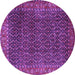 Round Machine Washable Persian Purple Traditional Area Rugs, wshtr1394pur