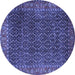 Round Persian Blue Traditional Rug, tr1394blu