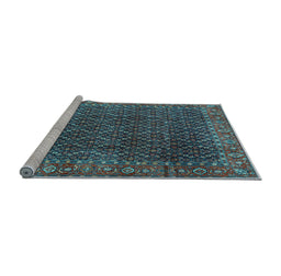 Sideview of Machine Washable Persian Light Blue Traditional Rug, wshtr1394lblu