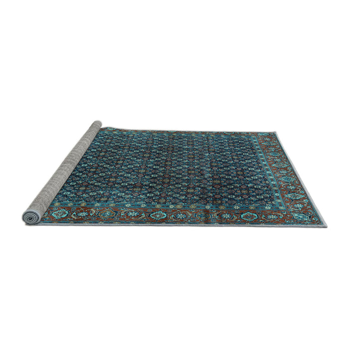 Sideview of Machine Washable Persian Light Blue Traditional Rug, wshtr1394lblu