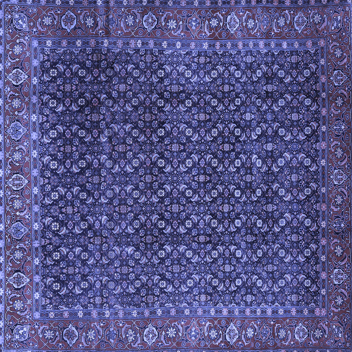 Square Machine Washable Persian Blue Traditional Rug, wshtr1394blu