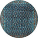 Round Persian Light Blue Traditional Rug, tr1394lblu