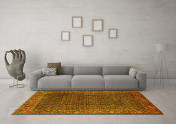 Machine Washable Persian Yellow Traditional Rug in a Living Room, wshtr1394yw
