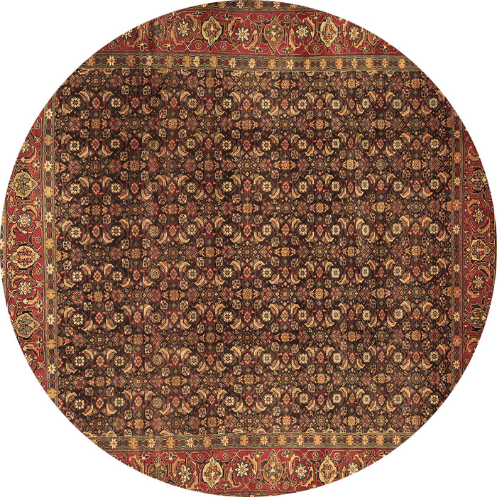 Round Machine Washable Persian Brown Traditional Rug, wshtr1394brn
