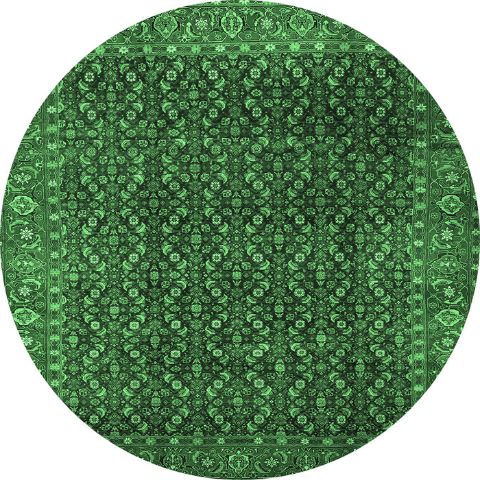 Round Persian Emerald Green Traditional Rug, tr1394emgrn