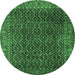 Round Persian Emerald Green Traditional Rug, tr1394emgrn