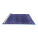 Sideview of Machine Washable Persian Blue Traditional Rug, wshtr1394blu