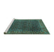 Sideview of Machine Washable Persian Turquoise Traditional Area Rugs, wshtr1394turq