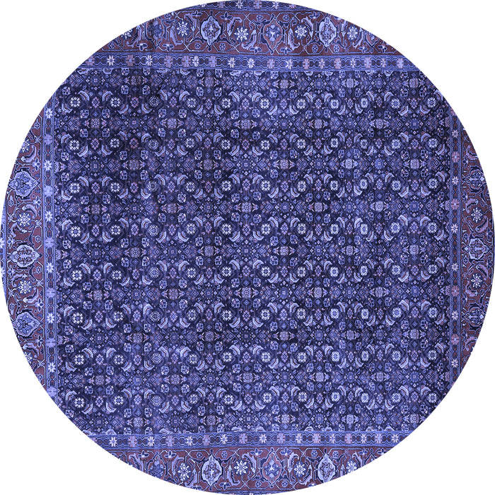 Round Machine Washable Persian Blue Traditional Rug, wshtr1394blu