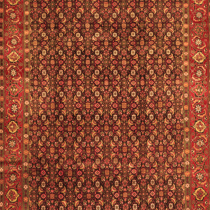 Serging Thickness of Machine Washable Persian Orange Traditional Area Rugs, wshtr1394org
