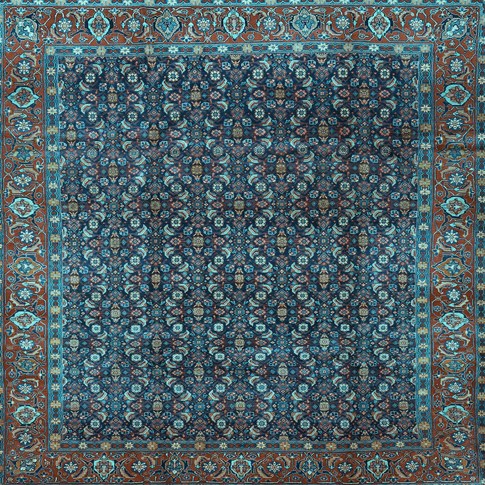 Square Machine Washable Persian Light Blue Traditional Rug, wshtr1394lblu