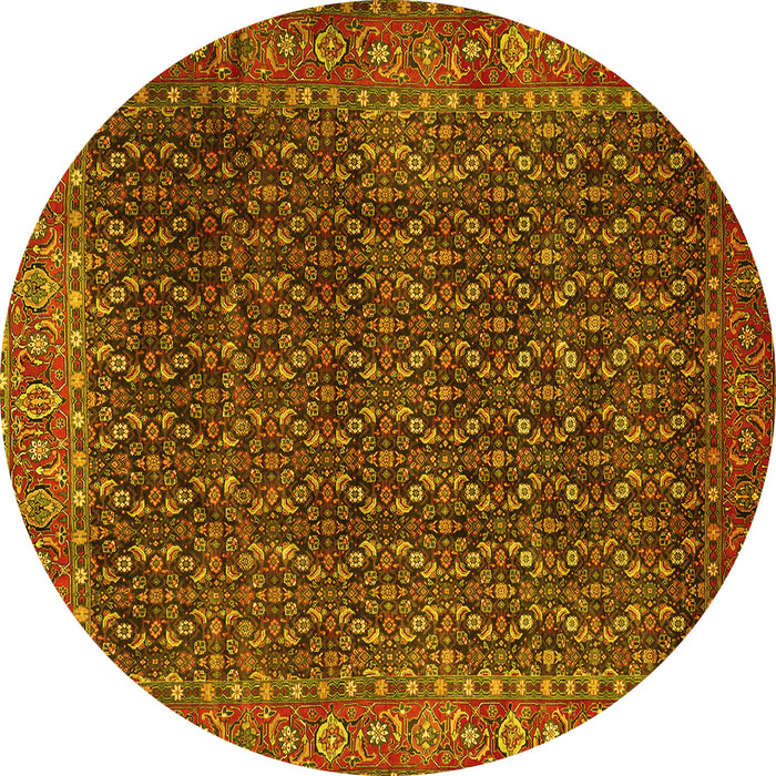 Round Persian Yellow Traditional Rug, tr1394yw