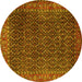 Round Persian Yellow Traditional Rug, tr1394yw