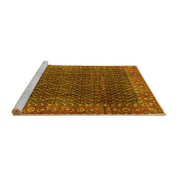 Sideview of Machine Washable Persian Yellow Traditional Rug, wshtr1394yw