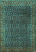 Machine Washable Persian Turquoise Traditional Area Rugs, wshtr1394turq