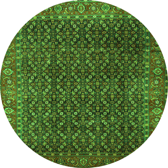 Square Persian Green Traditional Rug, tr1394grn