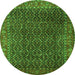 Square Persian Green Traditional Rug, tr1394grn