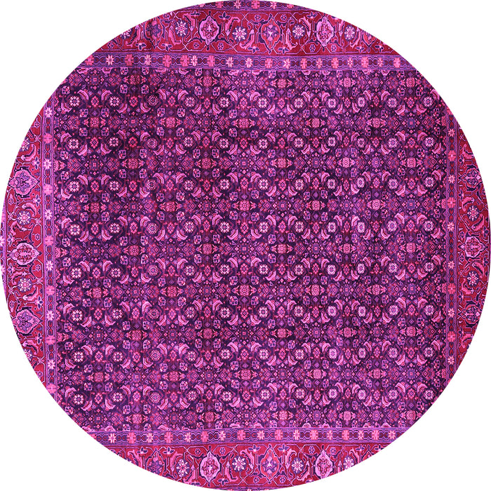 Round Machine Washable Persian Pink Traditional Rug, wshtr1394pnk