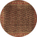 Round Persian Brown Traditional Rug, tr1394brn