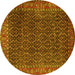 Round Machine Washable Persian Yellow Traditional Rug, wshtr1394yw