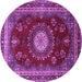 Round Machine Washable Persian Purple Traditional Area Rugs, wshtr1395pur