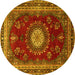 Round Machine Washable Persian Yellow Traditional Rug, wshtr1395yw