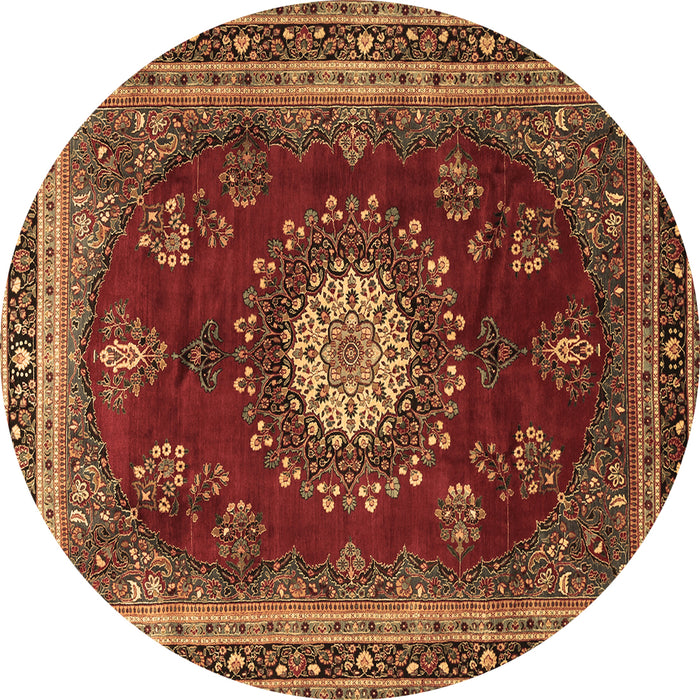 Round Machine Washable Persian Brown Traditional Rug, wshtr1395brn