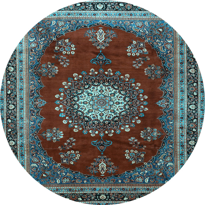 Round Persian Light Blue Traditional Rug, tr1395lblu
