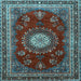 Square Machine Washable Persian Light Blue Traditional Rug, wshtr1395lblu