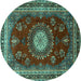 Round Persian Turquoise Traditional Rug, tr1395turq