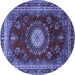 Round Machine Washable Persian Blue Traditional Rug, wshtr1395blu