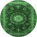 Round Persian Emerald Green Traditional Rug, tr1395emgrn