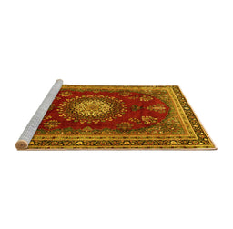 Sideview of Machine Washable Persian Yellow Traditional Rug, wshtr1395yw