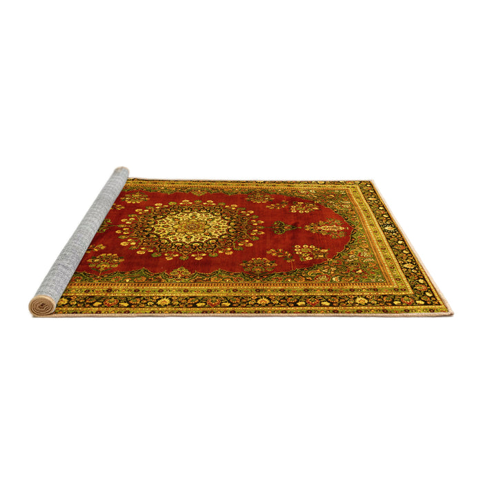 Sideview of Machine Washable Persian Yellow Traditional Rug, wshtr1395yw