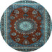 Round Machine Washable Persian Light Blue Traditional Rug, wshtr1395lblu