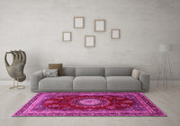 Machine Washable Persian Pink Traditional Rug, wshtr1395pnk