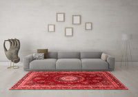 Machine Washable Persian Red Traditional Rug, wshtr1395red