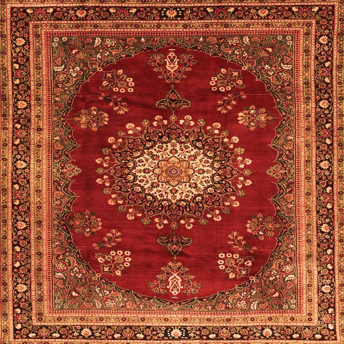 Round Machine Washable Persian Orange Traditional Area Rugs, wshtr1395org
